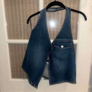 Zara denim halter top vest with Pocket